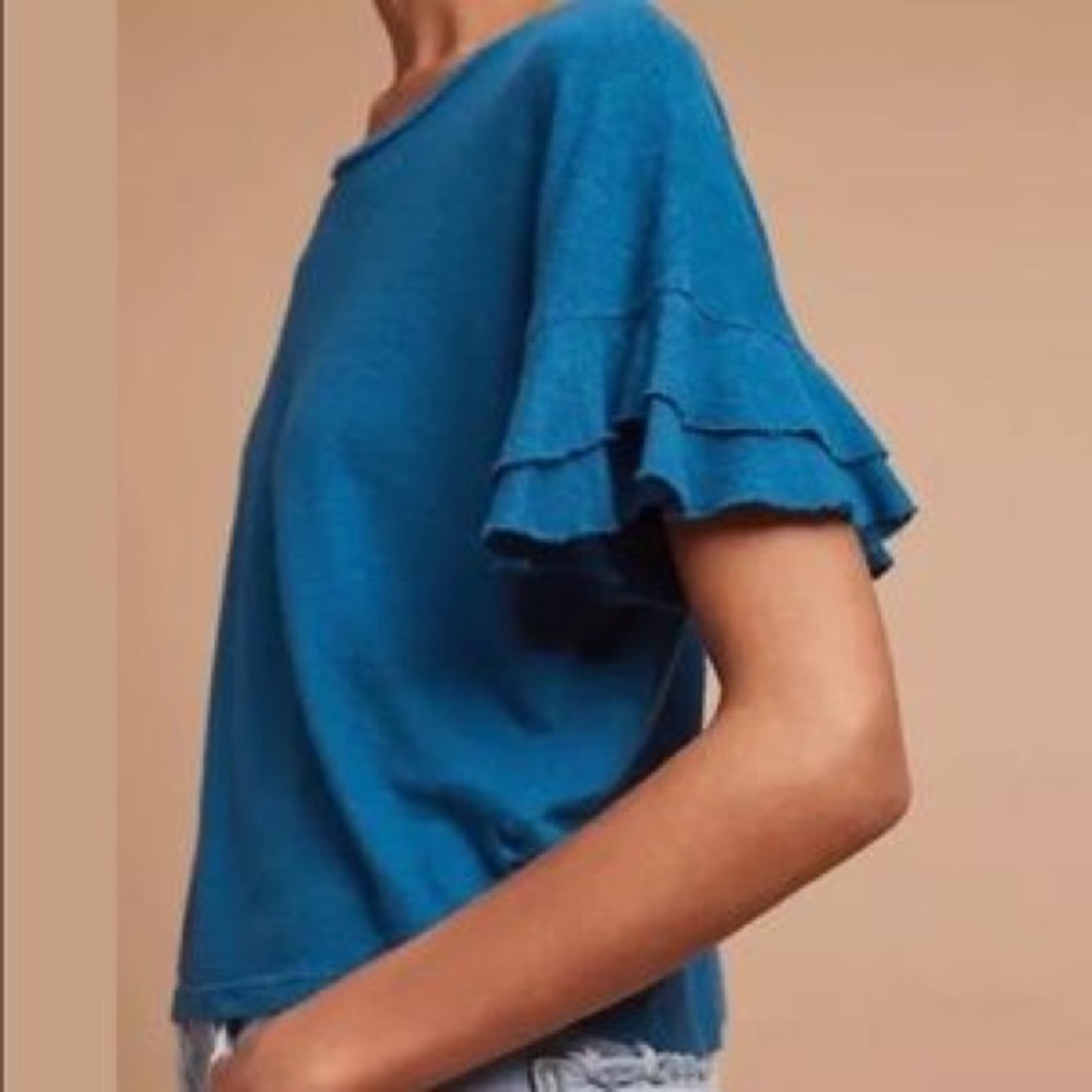 NWOT Anthropologie T:la Ruffled Sleeve Top